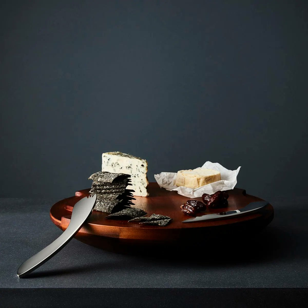 Nambé Cheese Block styled with cheese and charcuterie for entertaining