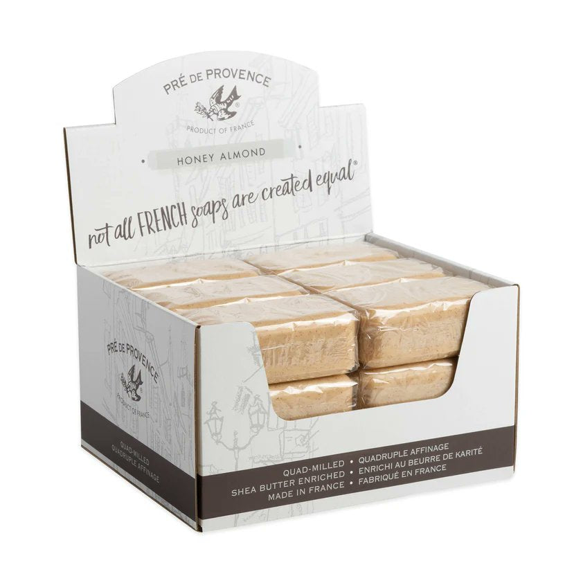 Pre de Provence Honey Almond Soap Bar counter display box, pack of 12