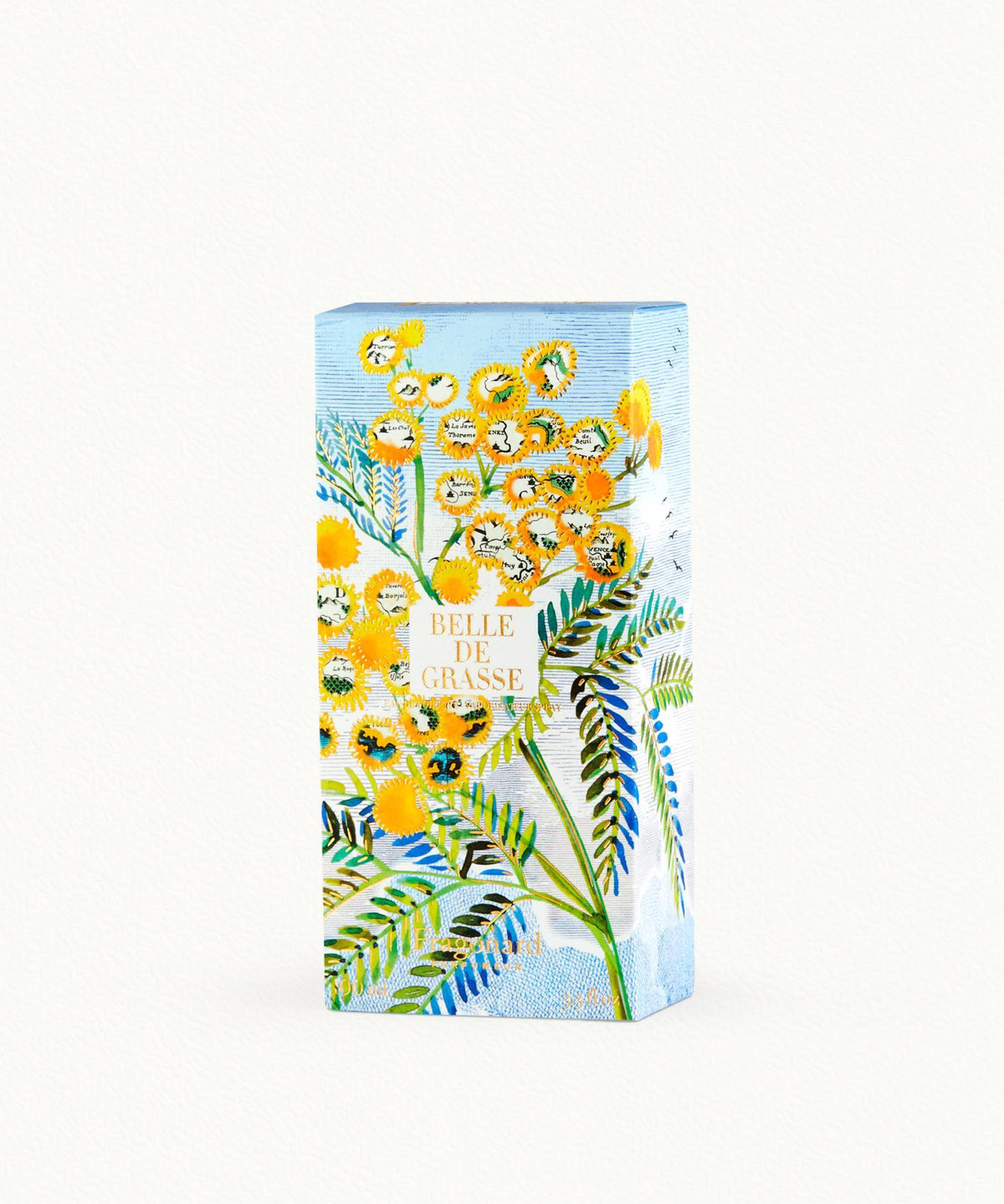 Fragonard Belle de Grasse 100ml Eau de Toilette flat lay mimosa orange blossom violet