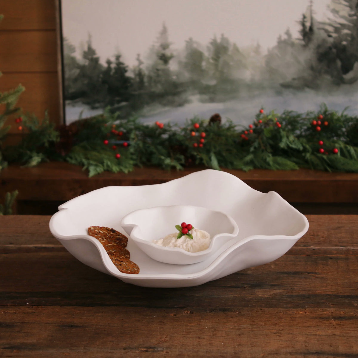 Beatriz Ball VIDA Nube Chip and Dip Bowl White Serving Set