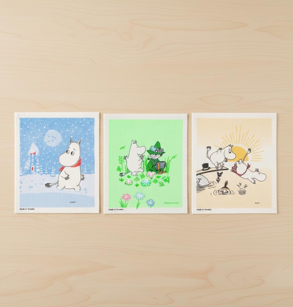 Moomin Swedish Dishcloth Set of 3 – Ultra Absorbent Eco Cleaning Cloths