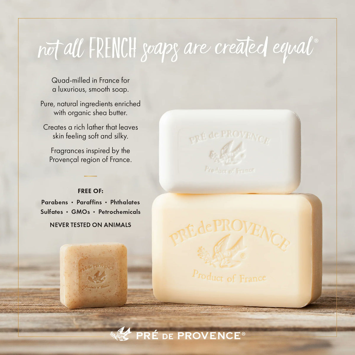 Pre de Provence Milk Soap Bar 250g Pack of 6 Quad-Milled Shea Butter
