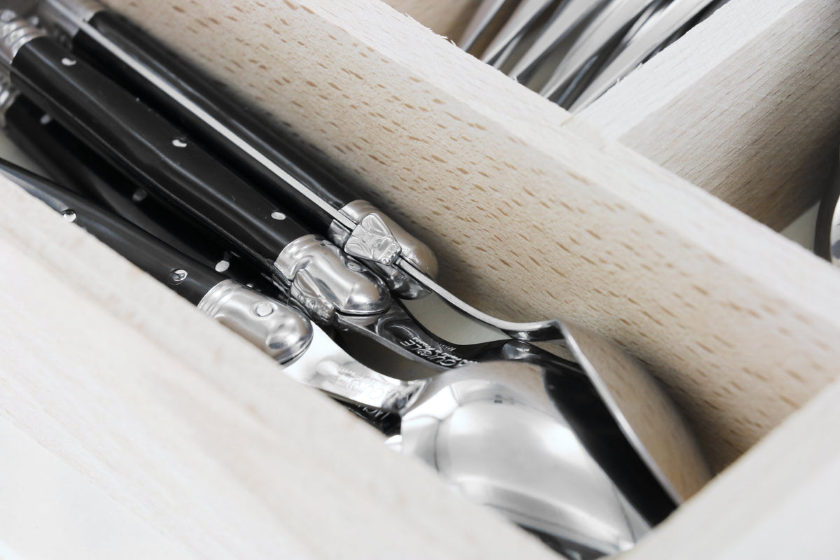 André Verdier Laguiole Debutant Flatware Set | Black Handle | 24 Piece