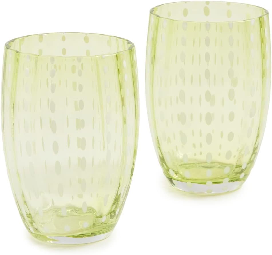 Zafferano Perle Glass Tumbler Blue/Grey 11oz (Set of 2)