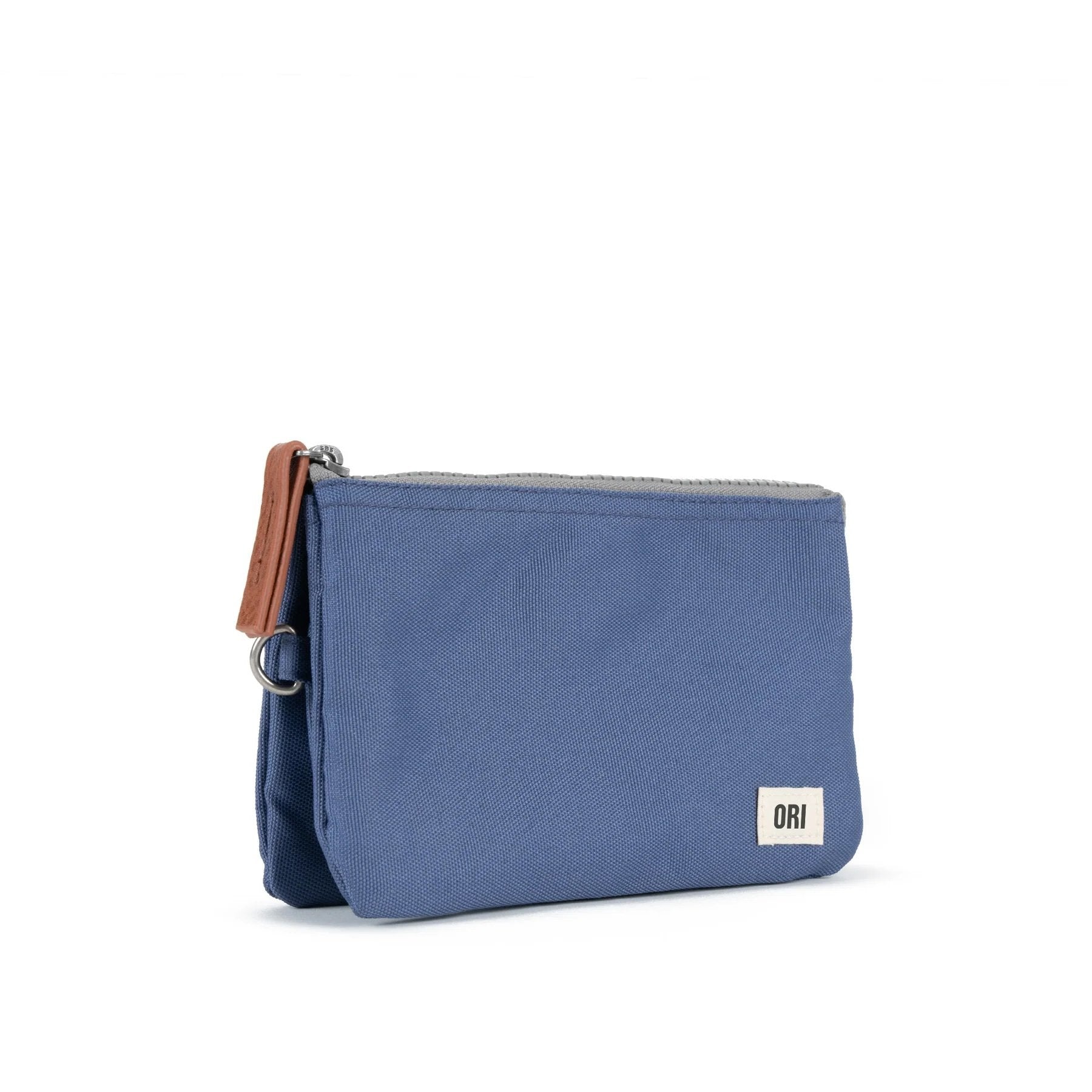 ORI London Carnaby wallet in burnt blue recycled canvas, small size front view