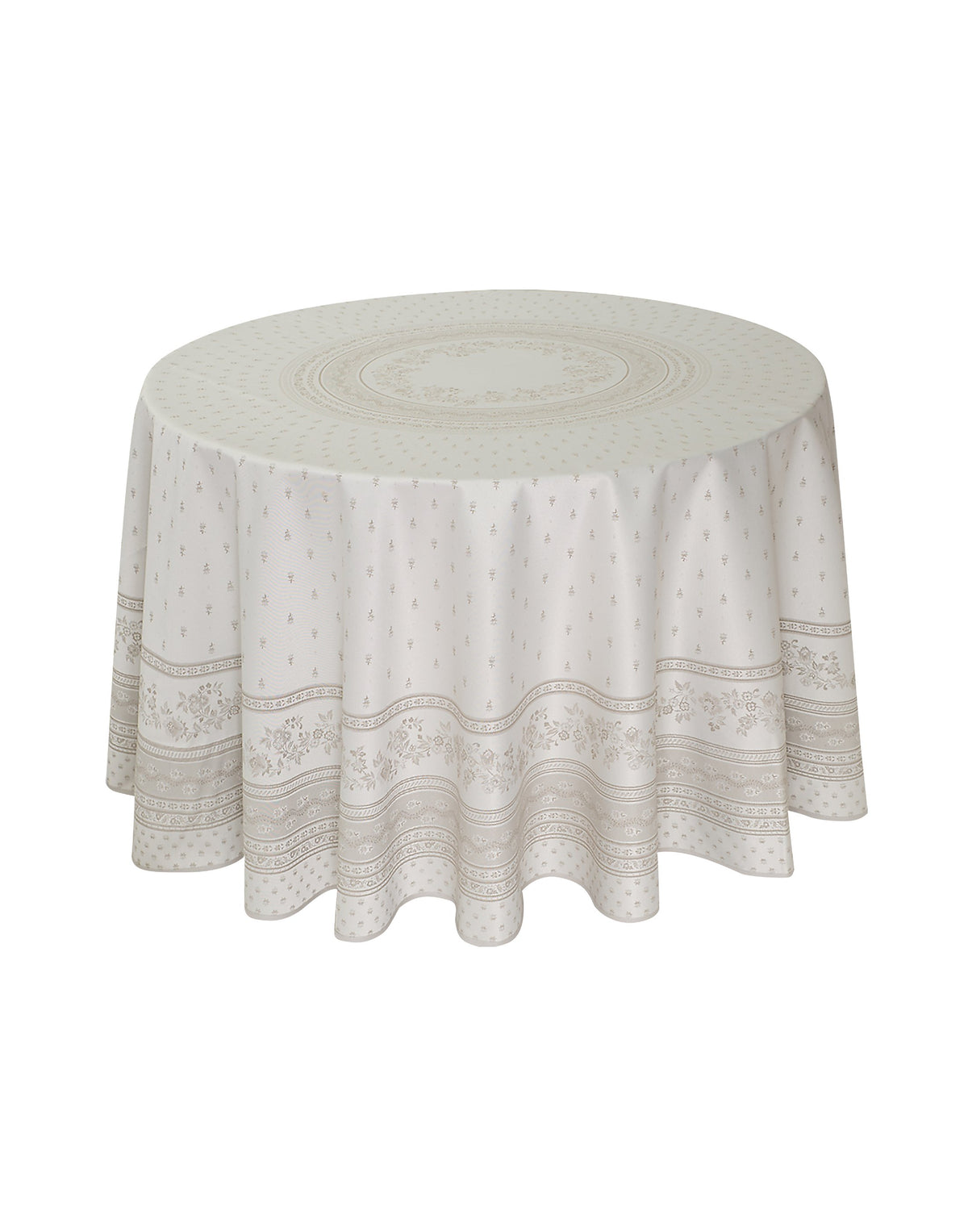 Tabluxe Linens French Jacquard Coated Round Tablecloth | 90"D | Easy-Care Provencal Floral Design