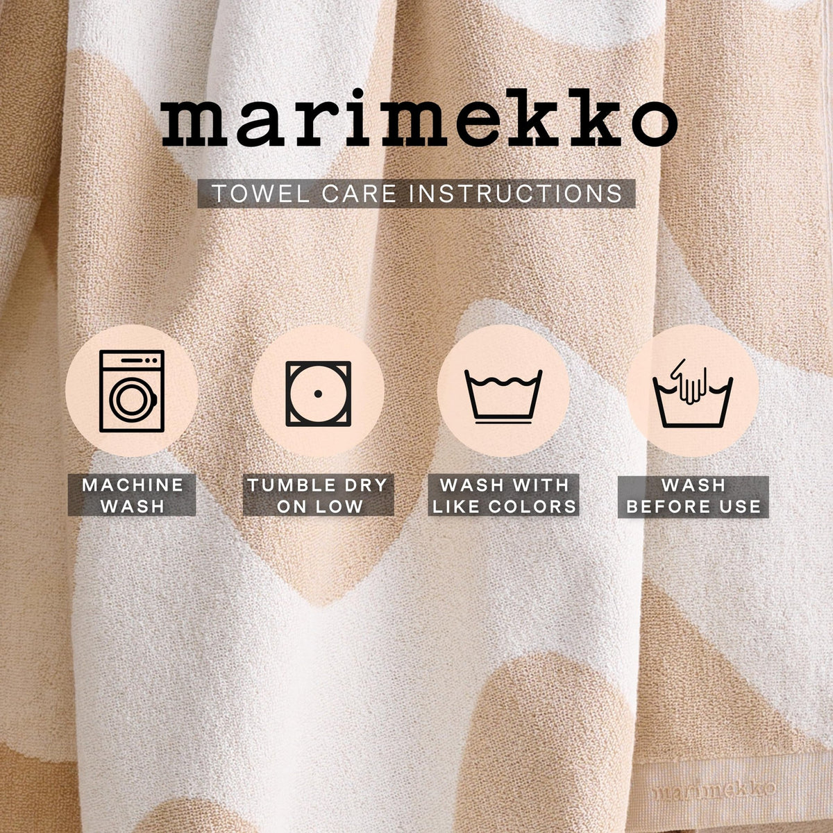 MARIMEKKO Unikko Terry Cotton Washcloth (Pink) – Floral Patterned Washcloths – 12 in x 12 in