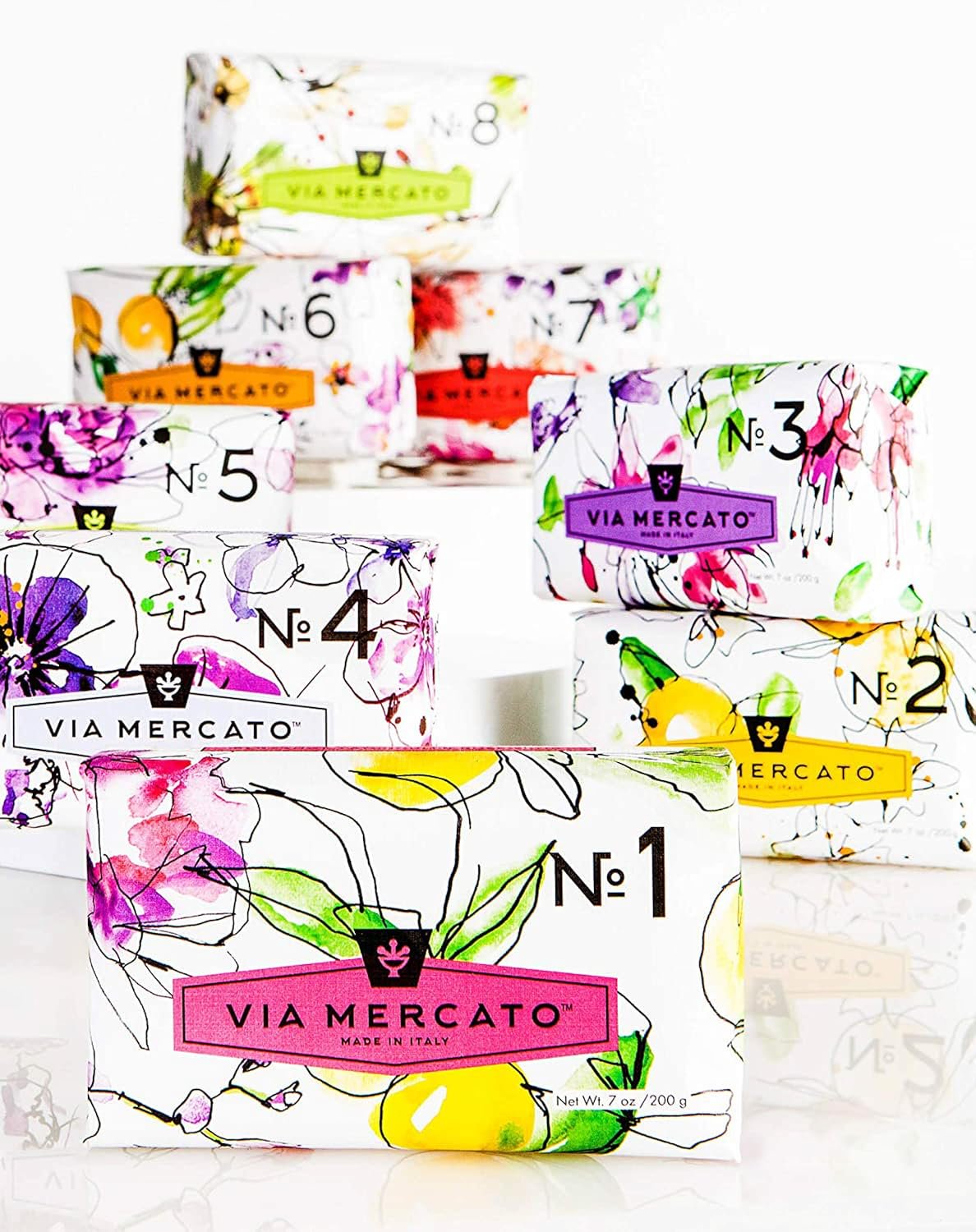 Via Mercato Italian Bar Soap No. 5 | Waterlily & Sandalwood | Set of 2
