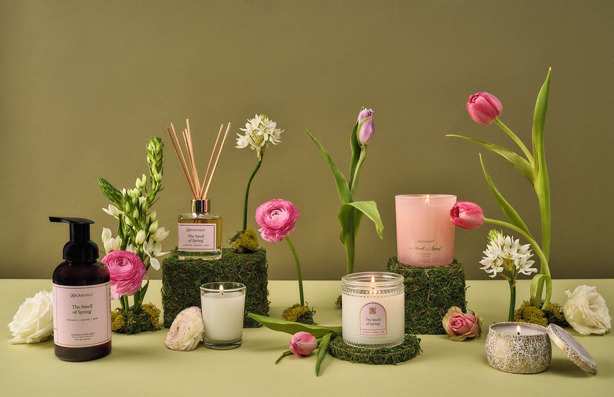 Aromatique Smell of Spring Set of 2 Textured Glass Scented Jar Candle (2 x 6oz)