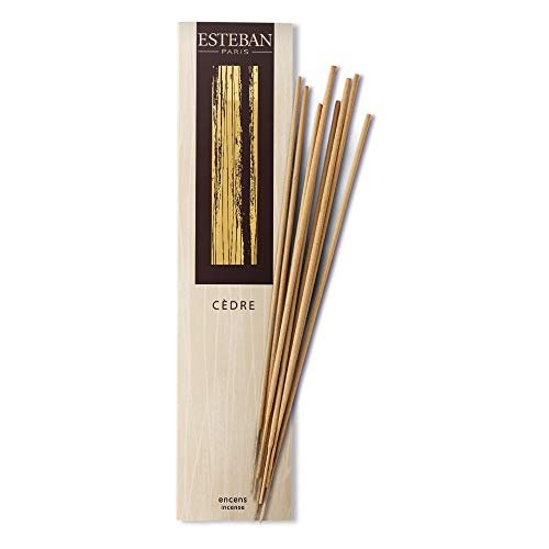 Esteban Bamboo Cedre Sticks | 20 Incense Sticks Natural Traditionally Made Vegetal Binder Colorant Free | CEDRE