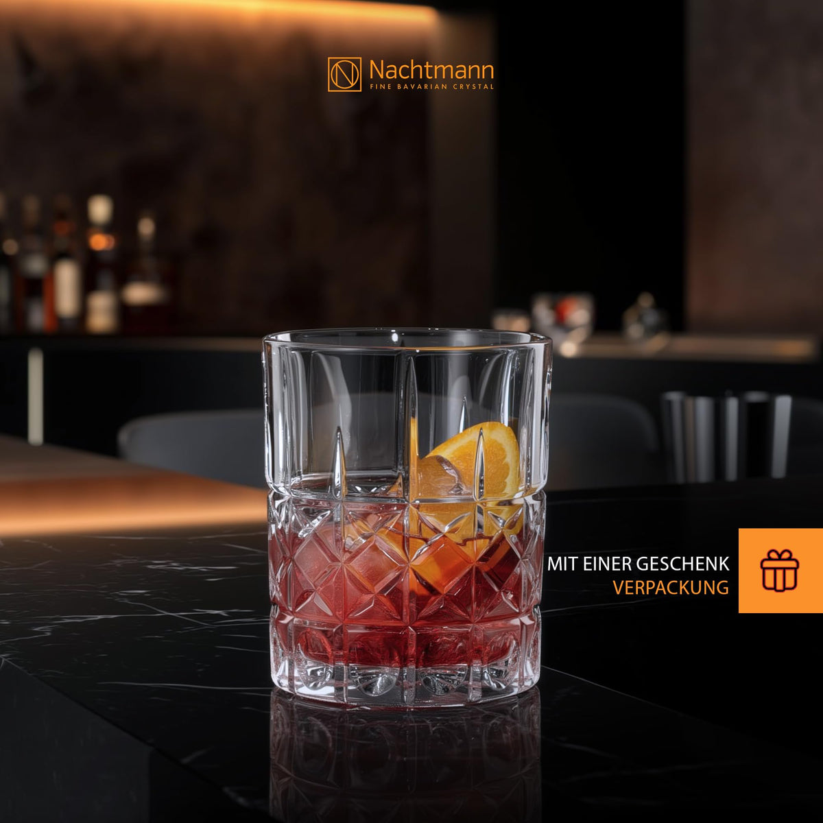 Nachtmann Highland Collection Crystal 6” Long Drink Glasses, Set of 4, With Different Glass Patterns, For Cocktails or Non- Alcoholic Beverages,445 ml, Dishwasher Safe