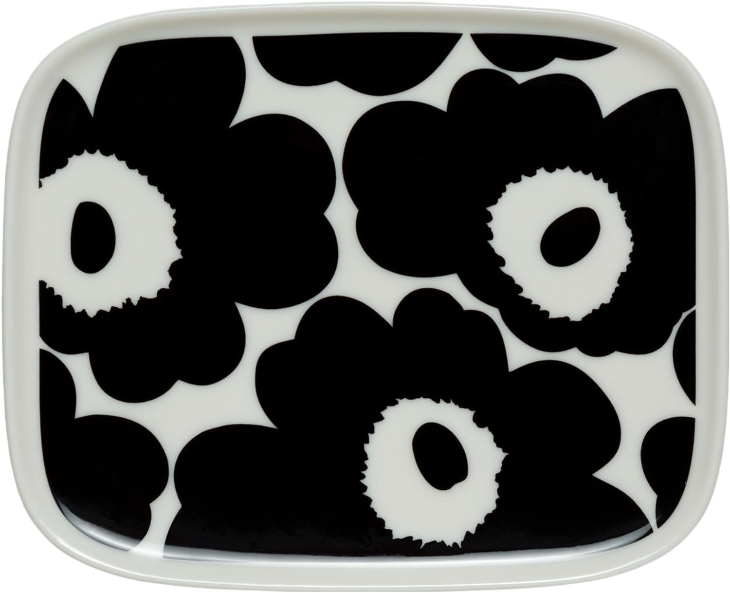 Oiva Unikko Rectangular Small Plate | Black & White Poppy Design