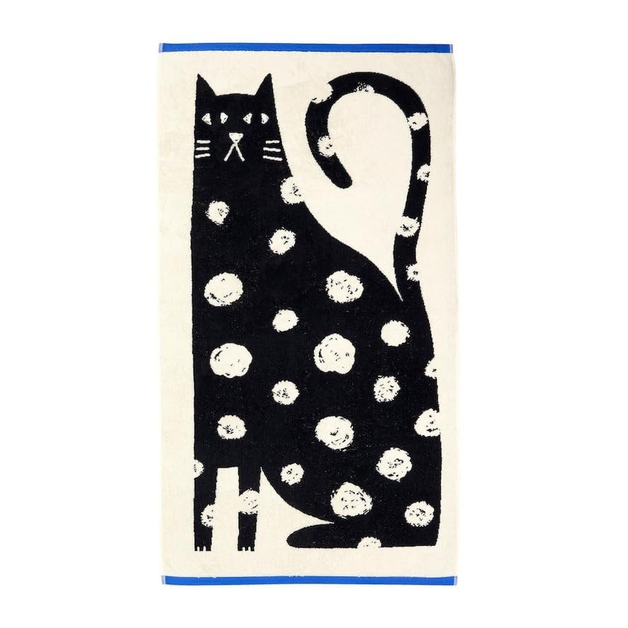 Donna Wilson Cat Print Jacquard Towel | Made in Portugal