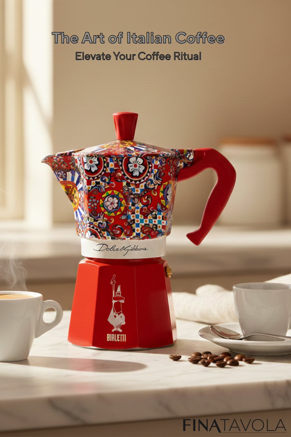 Bialetti Dolce & Gabanna Moka Espresso Coffee Maker Stovetop | Red Sicilian (6 Cup)
