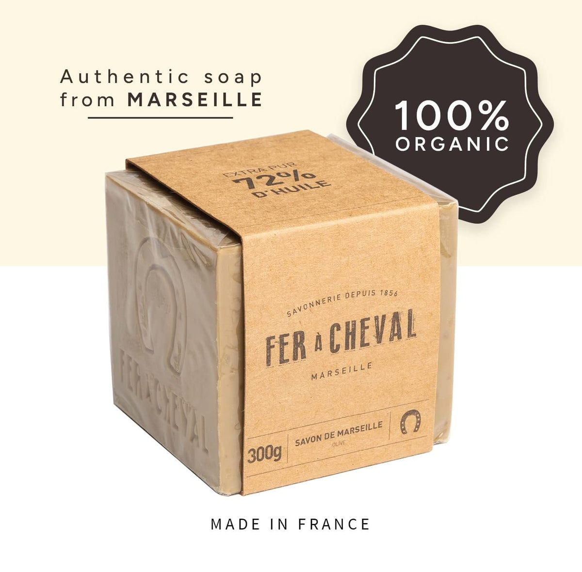 Fer a Cheval Pure Olive Marseille Cube Soap 300g Lifestyle Bathroom Eco Friendly Natural