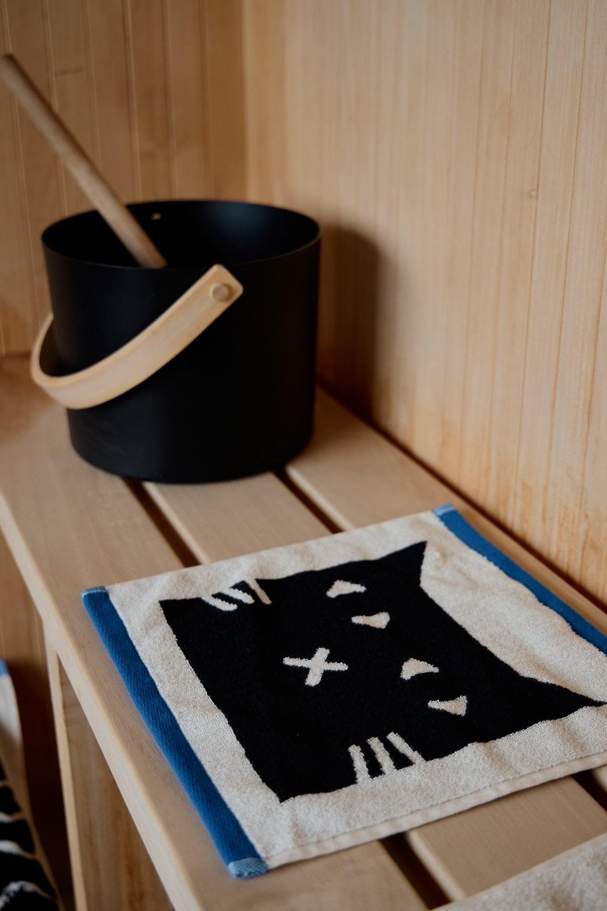 Donna Wilson Lazy Cat Towel | Soft Jacquard Cotton Towels