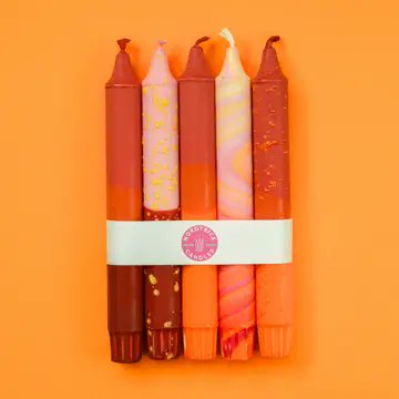 Nordtrice Autumn Orange Taper Candles – 5 Pack | Handmade Natural Wax
