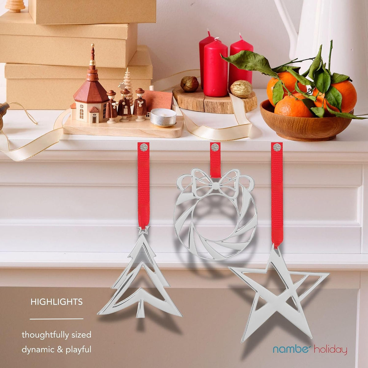 Nambé Star Ornament close-up, silver and gold plated holiday keepsake