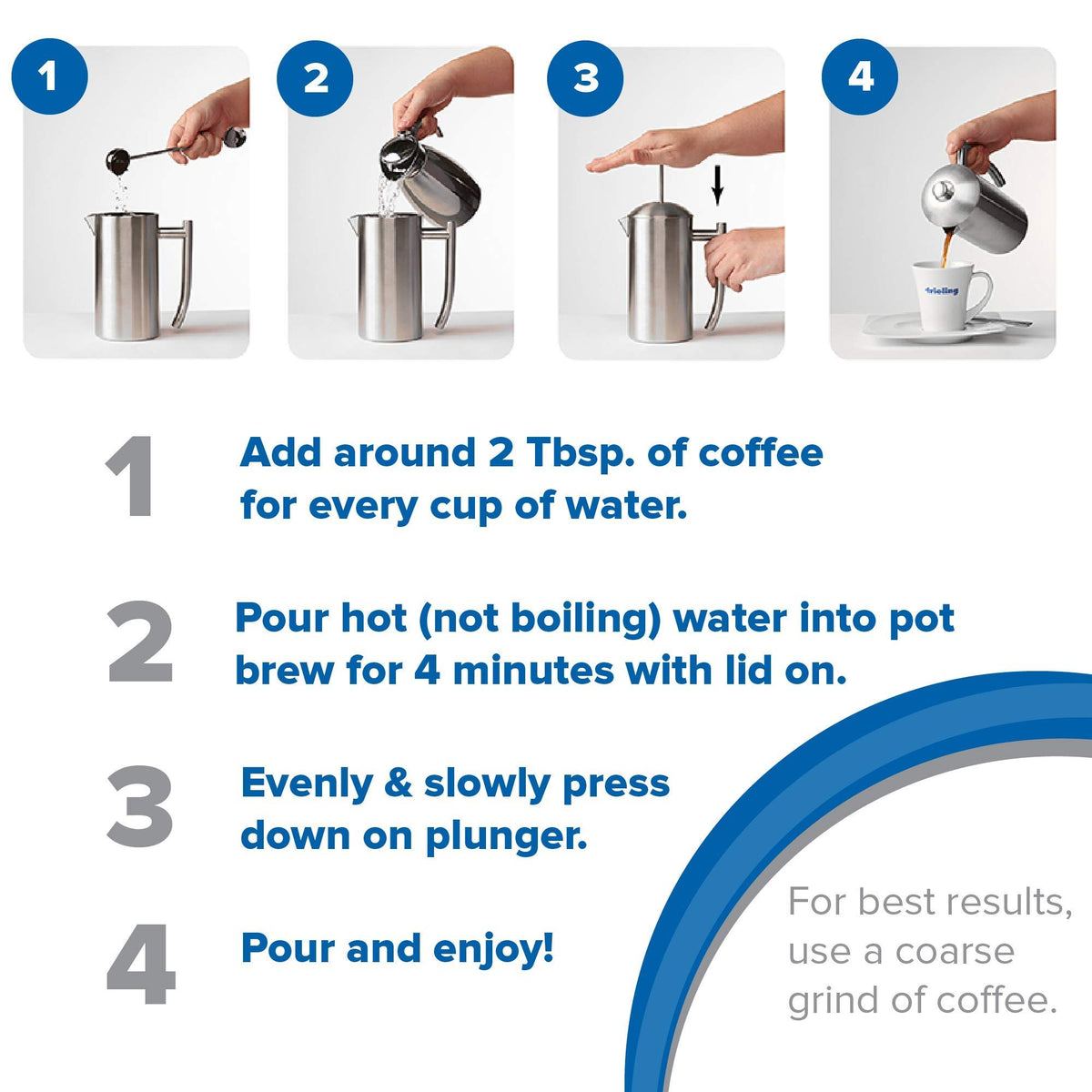 Frieling French Press | Brushed Stainless Steel | Double-Wall Insulated Coffee Maker