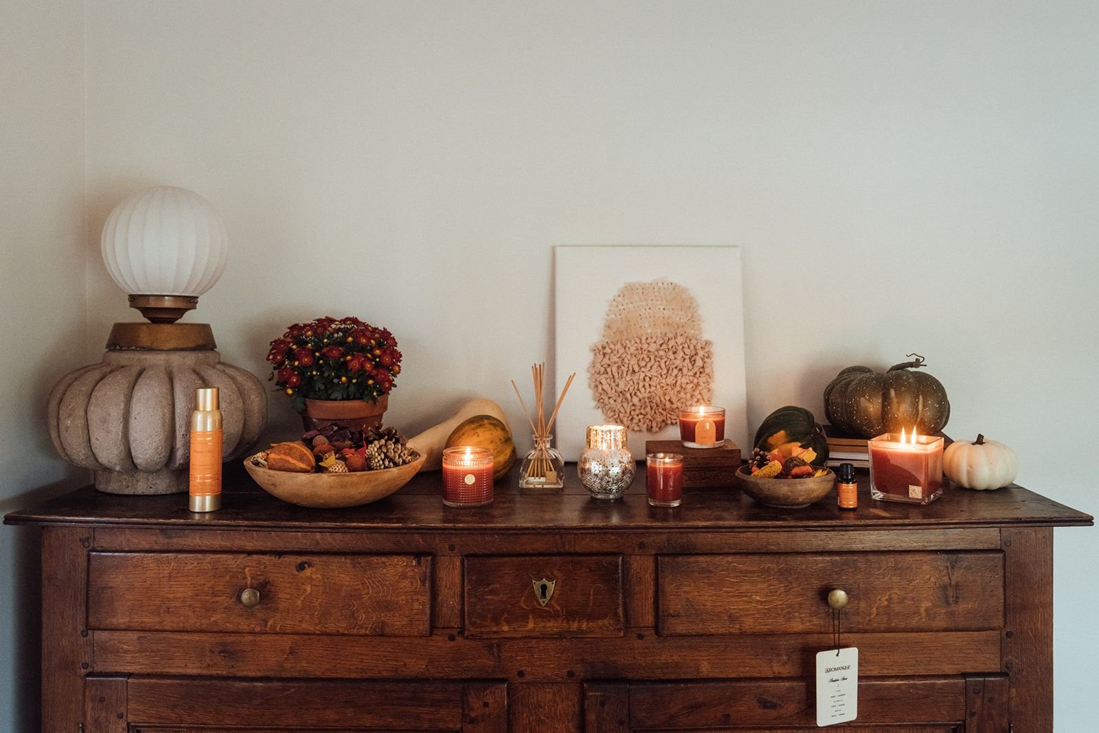 Aromatique Scented Candle in Textured Glass | Pumpkin Spice | Set of 2