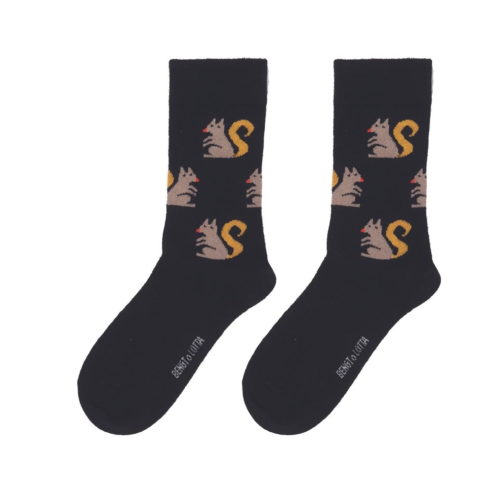Bengt & Lotta Merino Wool Black Socks | Squirrel