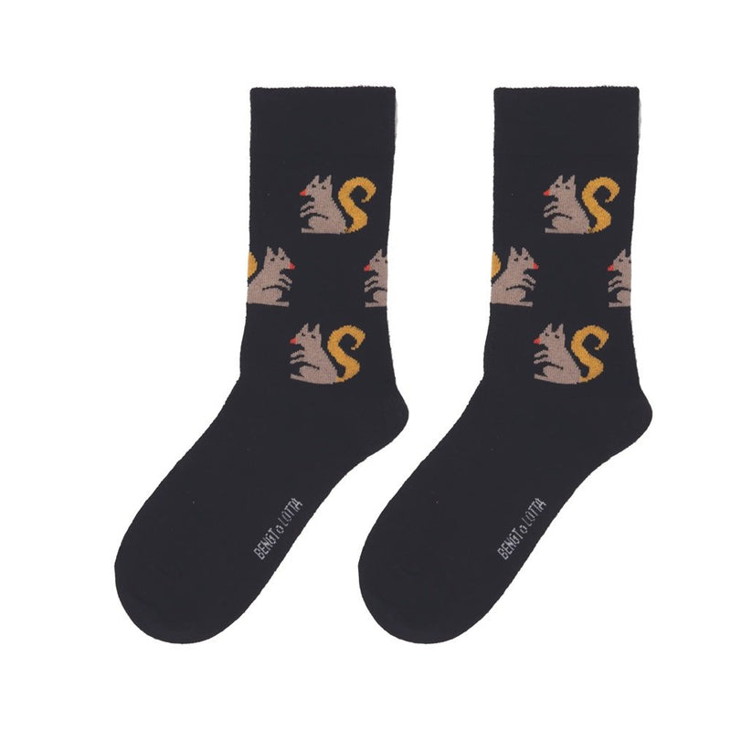 Bengt & Lotta Merino Wool Black Socks | Squirrel