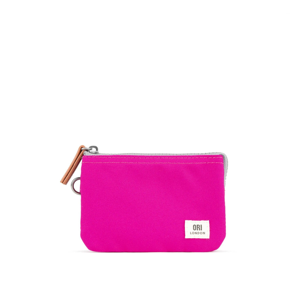 ORI London Carnaby wallet in candy pink recycled canvas, small size front view