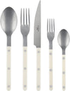 SABRE PARIS - 5-Piece Flatware Set - Bistrot Vintage Collection - Knife, Fork, Soup Spoon, Teaspoon & Dessert Fork - Stainless Steel & Nylon - Dishwasher Safe - Ivory - Mat Finish