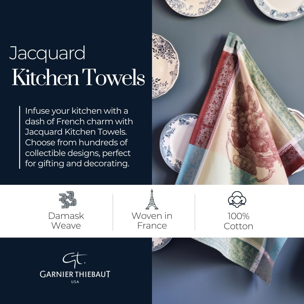 Garnier Thiebaut French Jacquard Kitchen Towels (Jardiniere Vert)