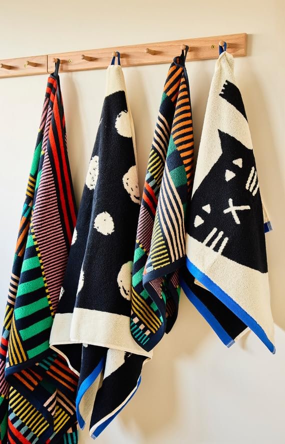 Donna Wilson Lazy Cat Jacquard Towel | Made in Portugal