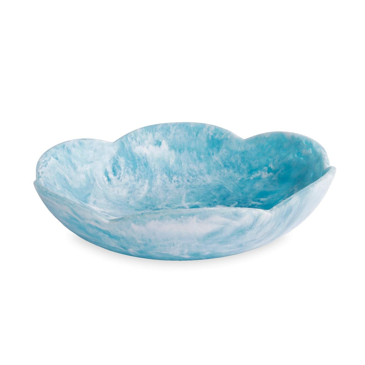 Beatriz Ball RESIN Amelia Large Bowl Aqua 15 Inch Floral Swirl BPA Free Resin
