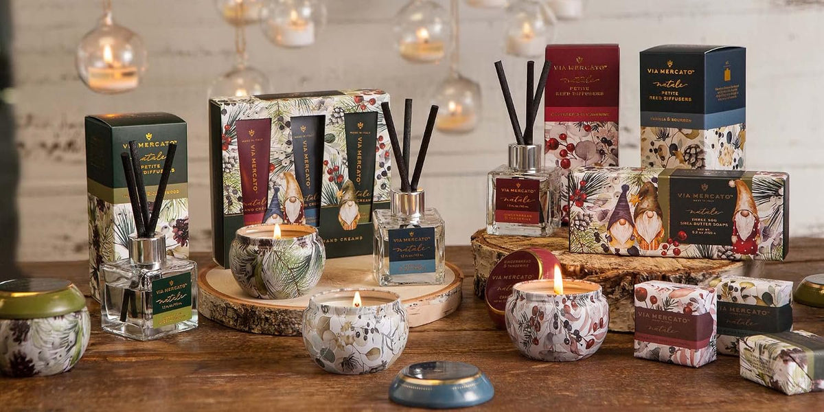 Via Mercato Natale Hand Cream Gift Set | Vanilla, Gingerbread & Noble Fir | Set of 3