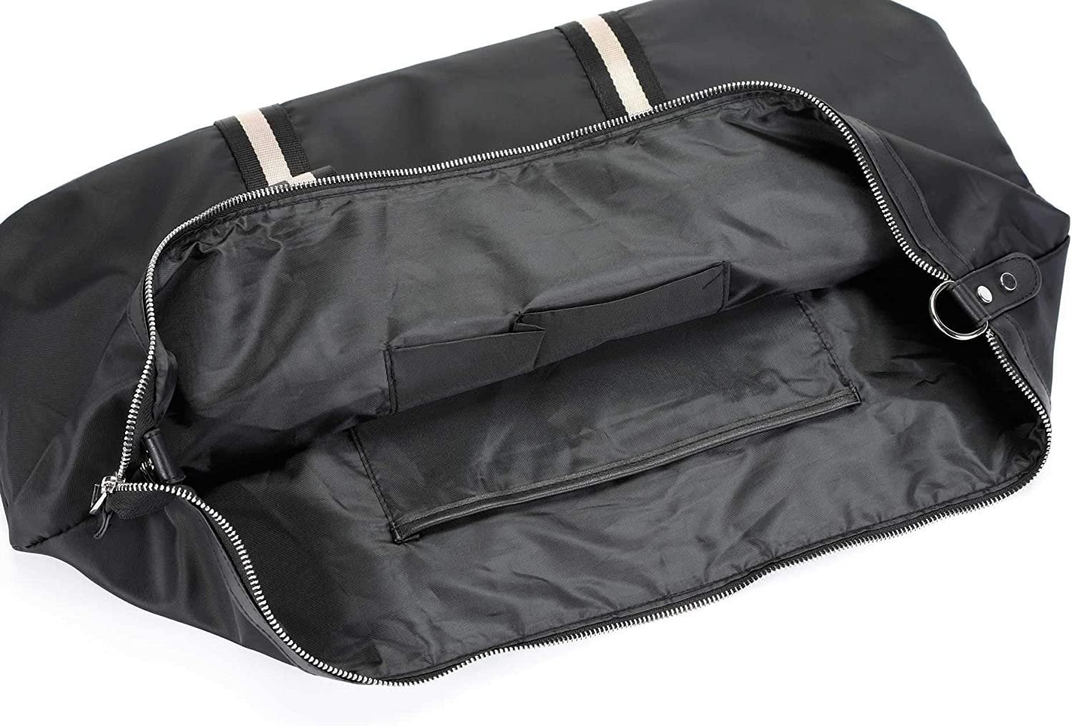 Waterproof black gym and travel tote with zipper closure and bottle opener