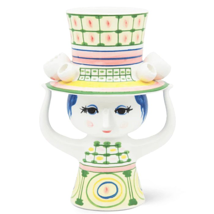 Wiinblad Green Lady With Hat Hand-Painted Vase