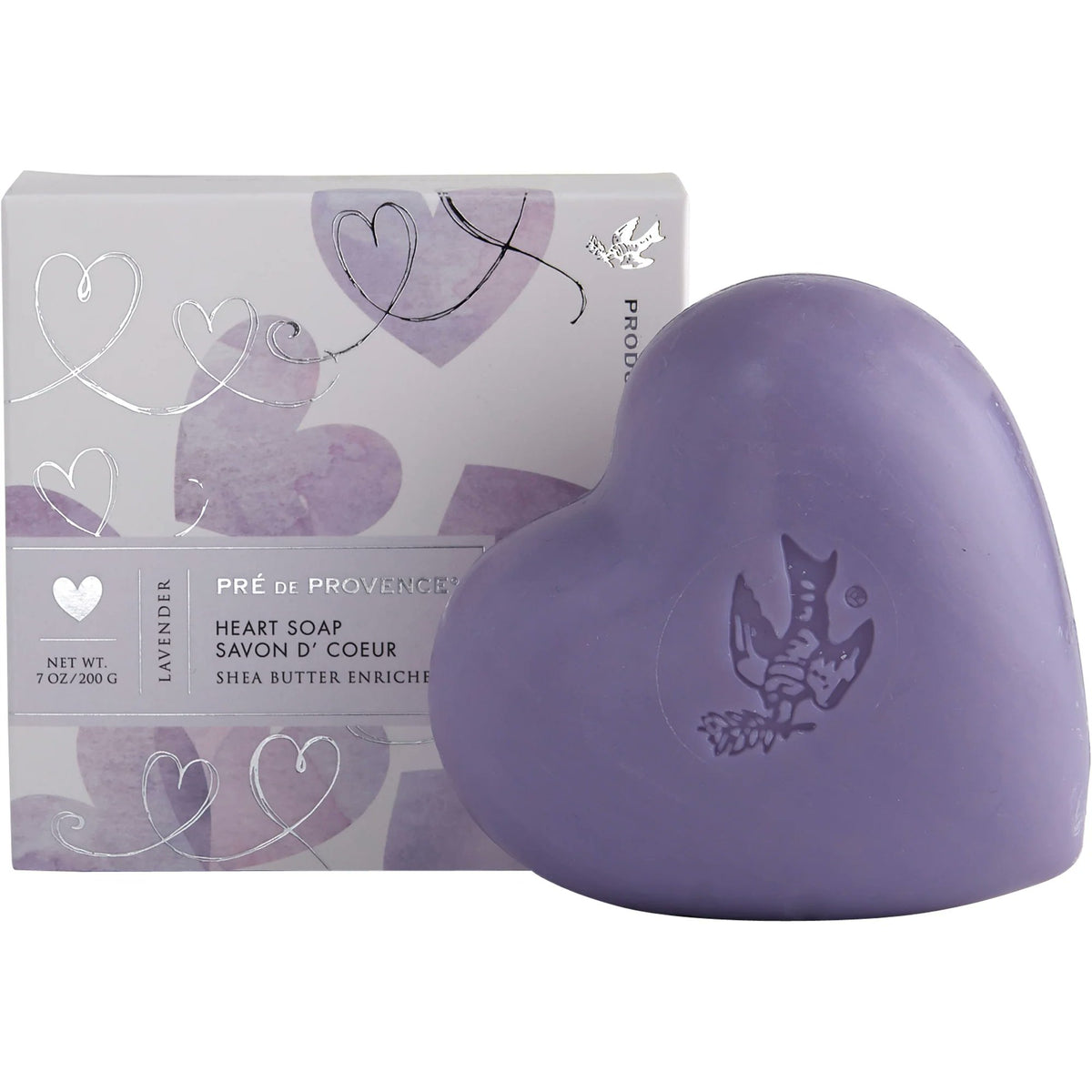 Pre de Provence heart shaped gift soap 200g lavender