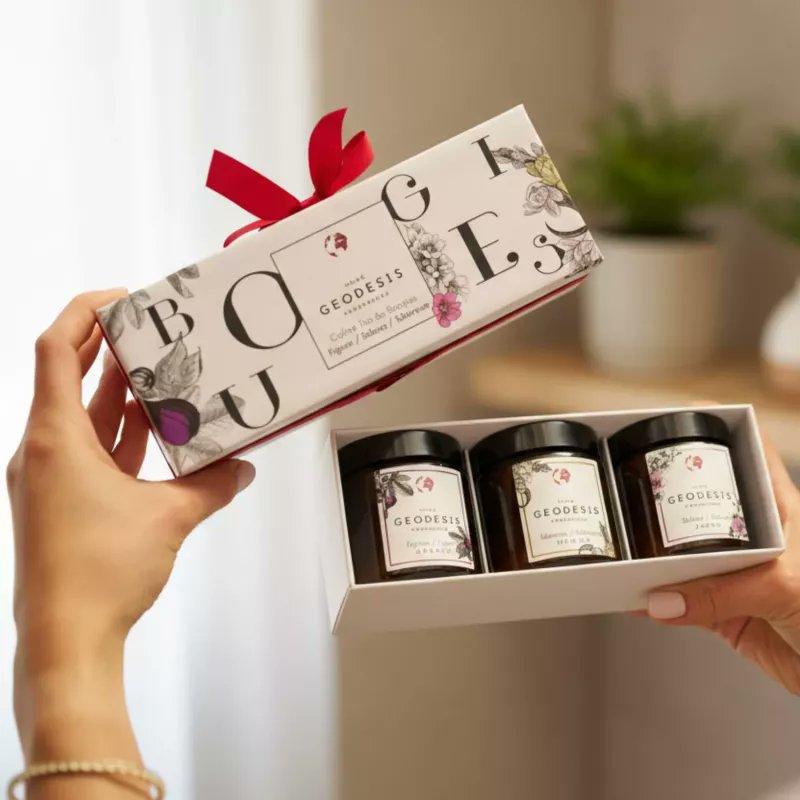 Geodesis Fig scented candle with tart fruity fig leaf and sap notes, 90g