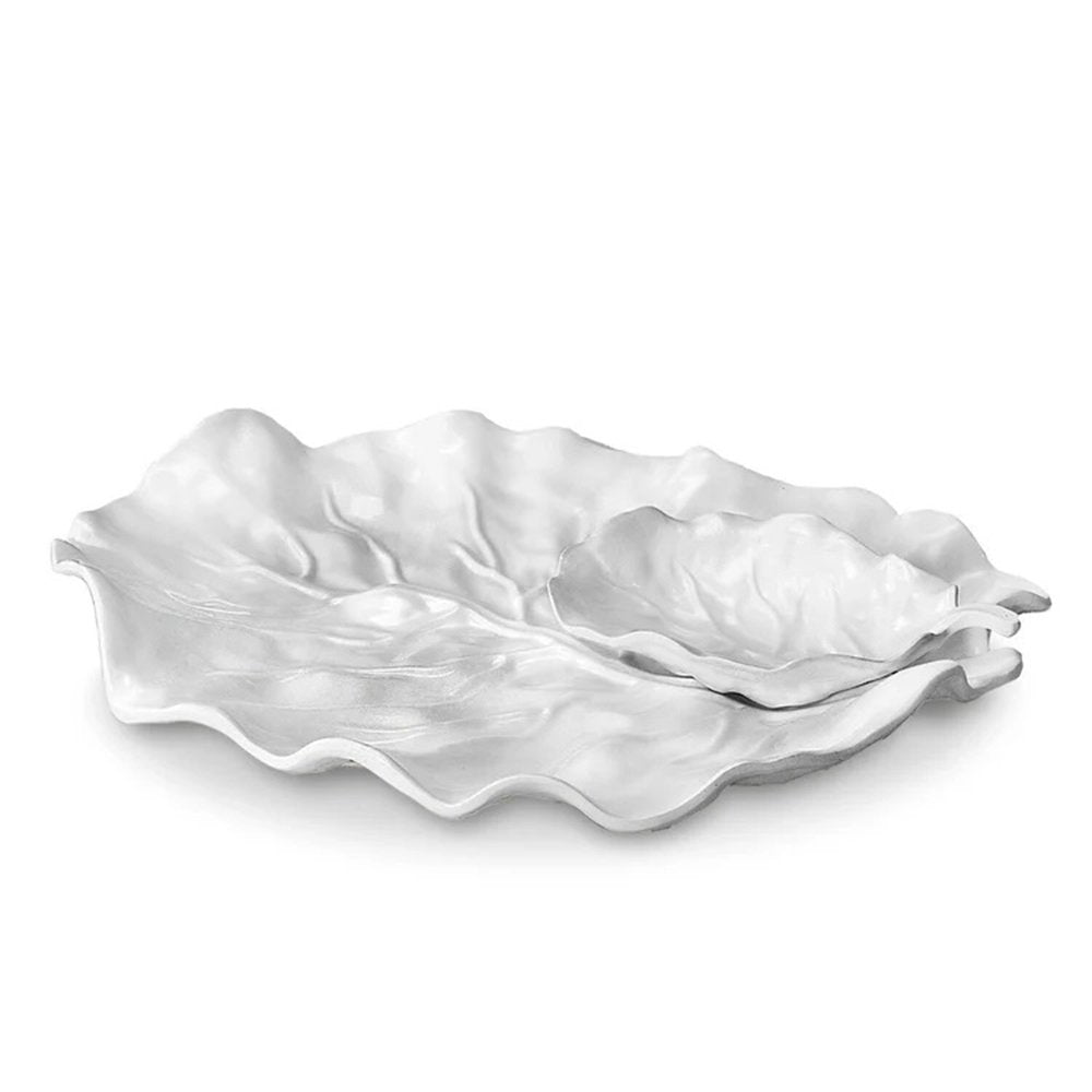 Beatriz Ball VIDA Lettuce Leaf chip and dip white melamine 17.5" on white background
