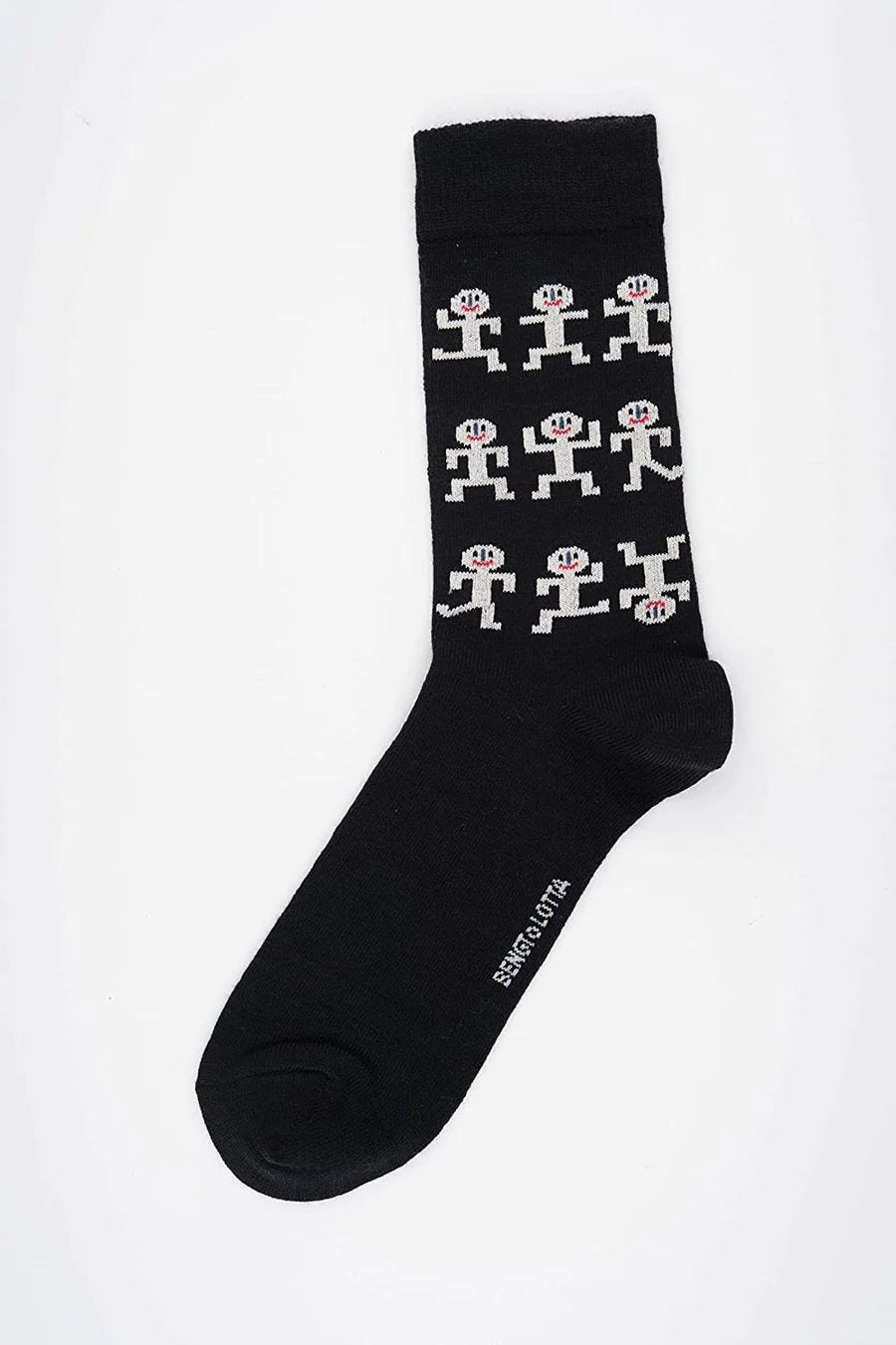 Bengt & Lotta Merino Wool Black Socks "Figures" | Small