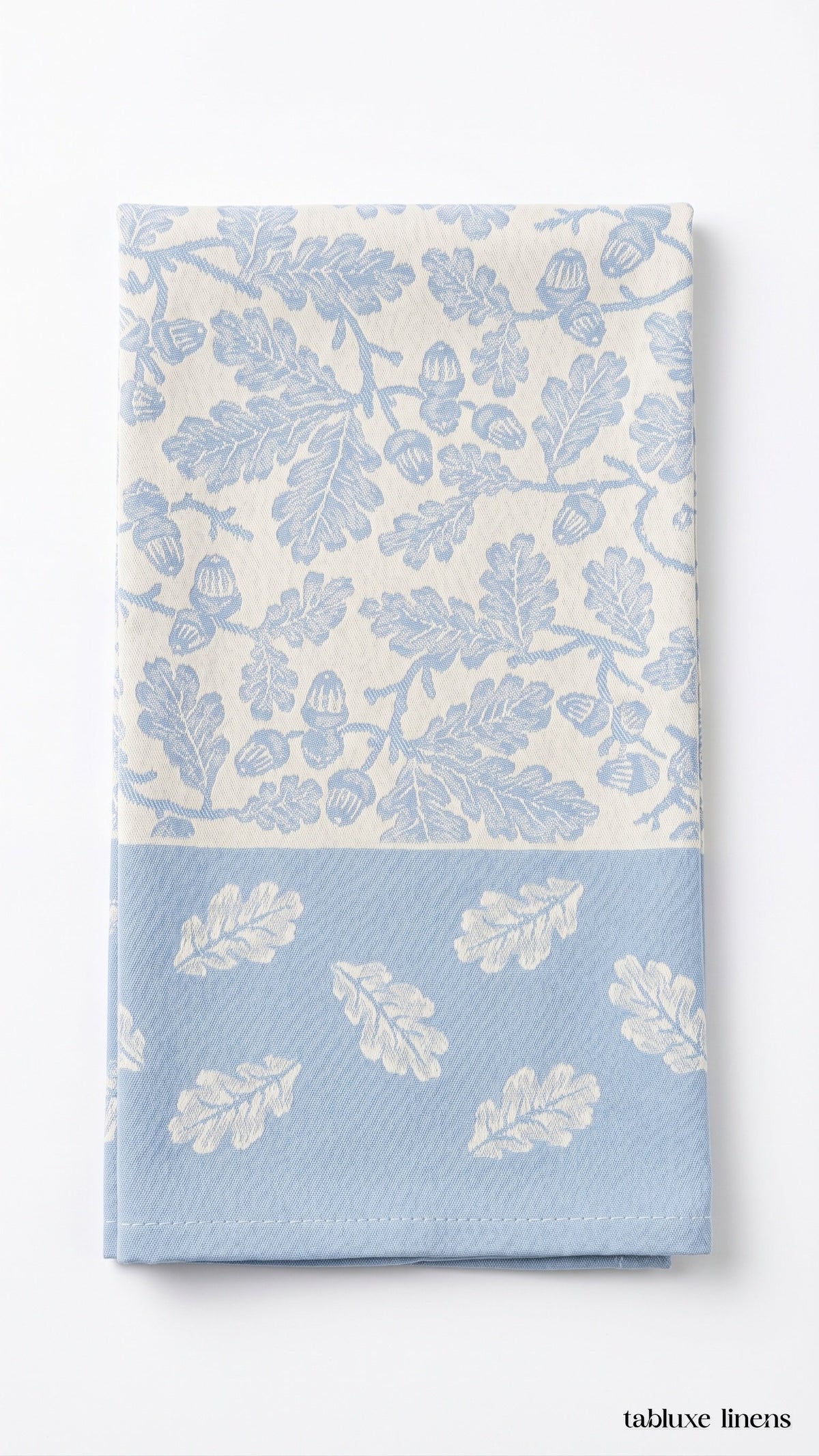Busatti Rovere Light Blue Italian cotton kitchen towel folded on white background