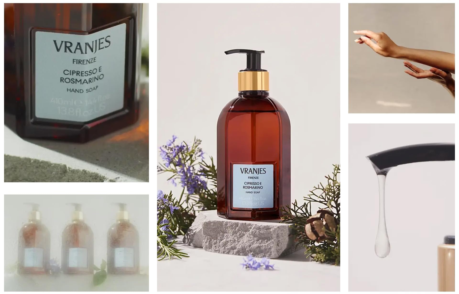 Dr. Vranjes Cipresso e Rosmarino hand soap 410ml glass pump bottle