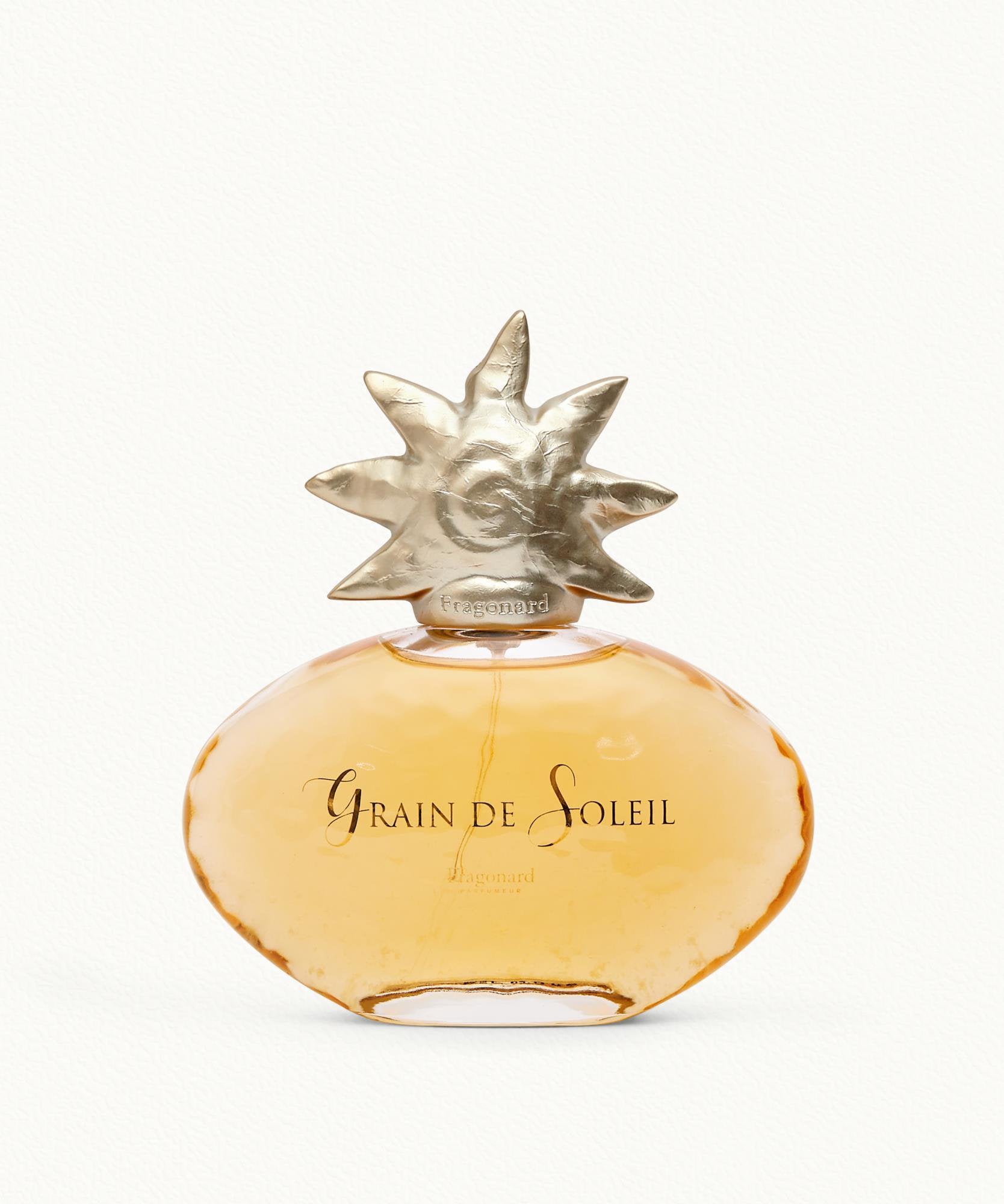 Fragonard Grain de Soleil 100ml EDP bottle close-up Grasse France