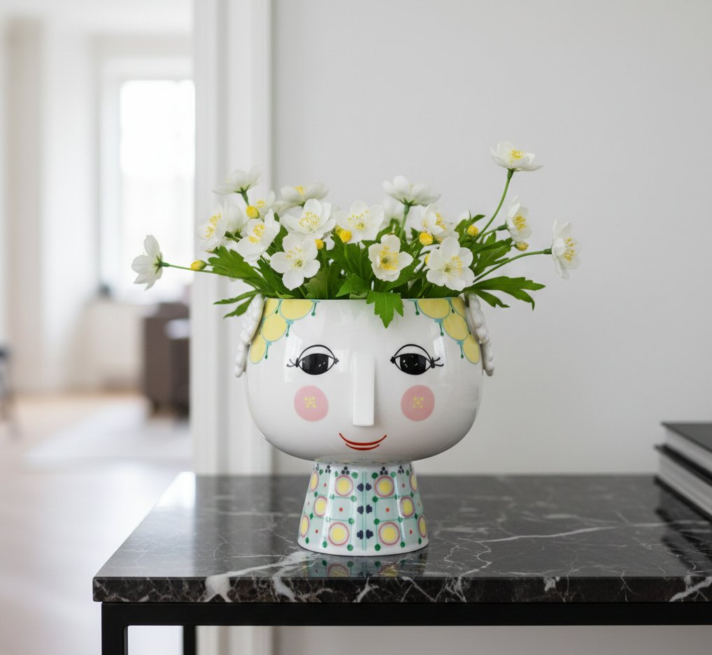 Bjørn Wiinblad Eva Porcelain Flowerpot on Decorative Stand