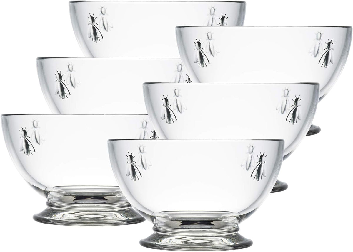 La Rochere Bee Small Bowls Set of 6, Nut, Dessert, Ice Cream Bowls – Dishwasher Safe Small Glass Bowls –Serving Bowls for Entertaining Everyday-Use