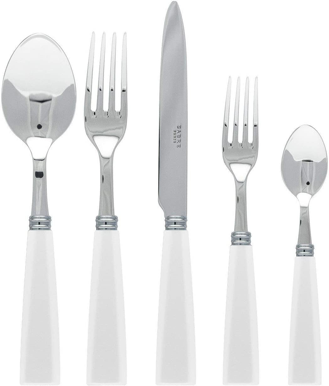 Sabre Natura Icone Flatware Set 5 Piece Place Setting | Service for 4 | White