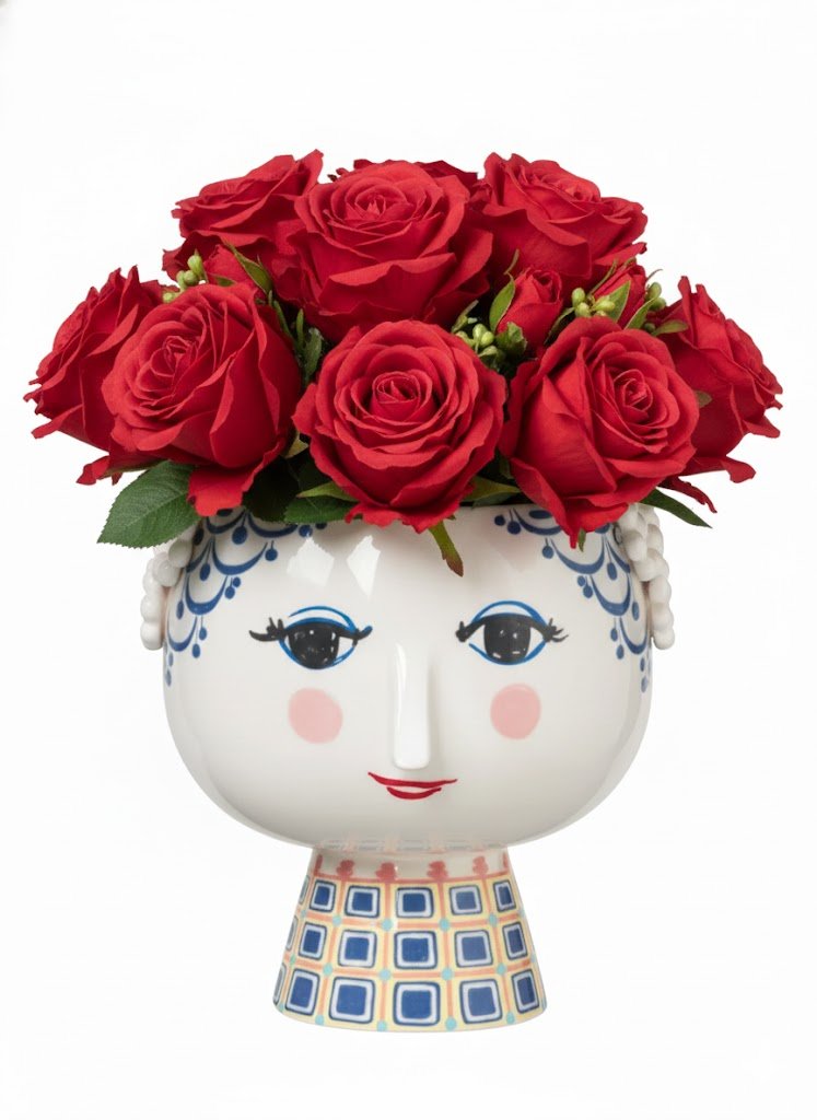 Scandinavian Eva Porcelain Vase Light Blue Yellow