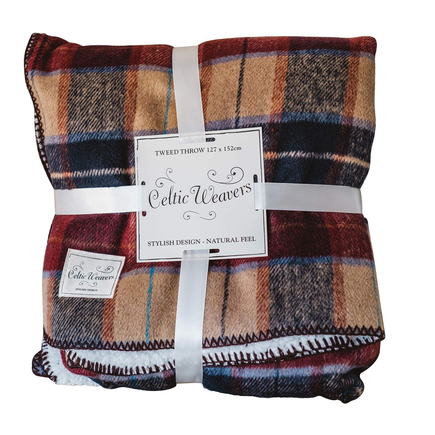 Samuel Lamont Throw Blanket (Irish Tweed Red) Woven Cotton Celtic Weavers