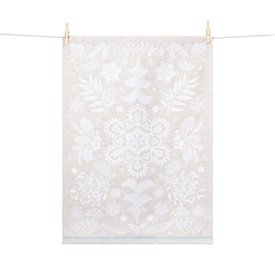 Moutet Tissage French Kitchen Tea Towel Jacquard Cotton Flocon Snowflake