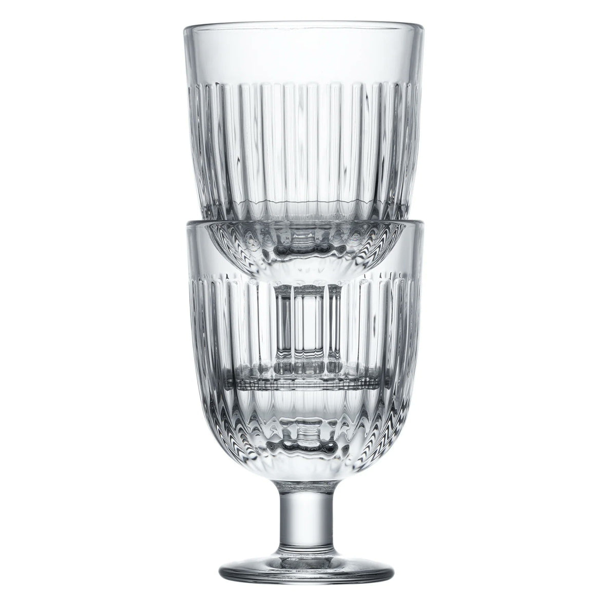 Set of six La Rochère Ouessant wine glasses styled with wine