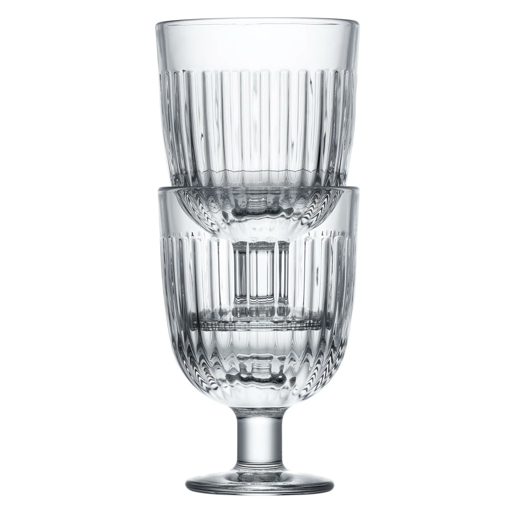 Set of six La Rochère Ouessant wine glasses styled with wine