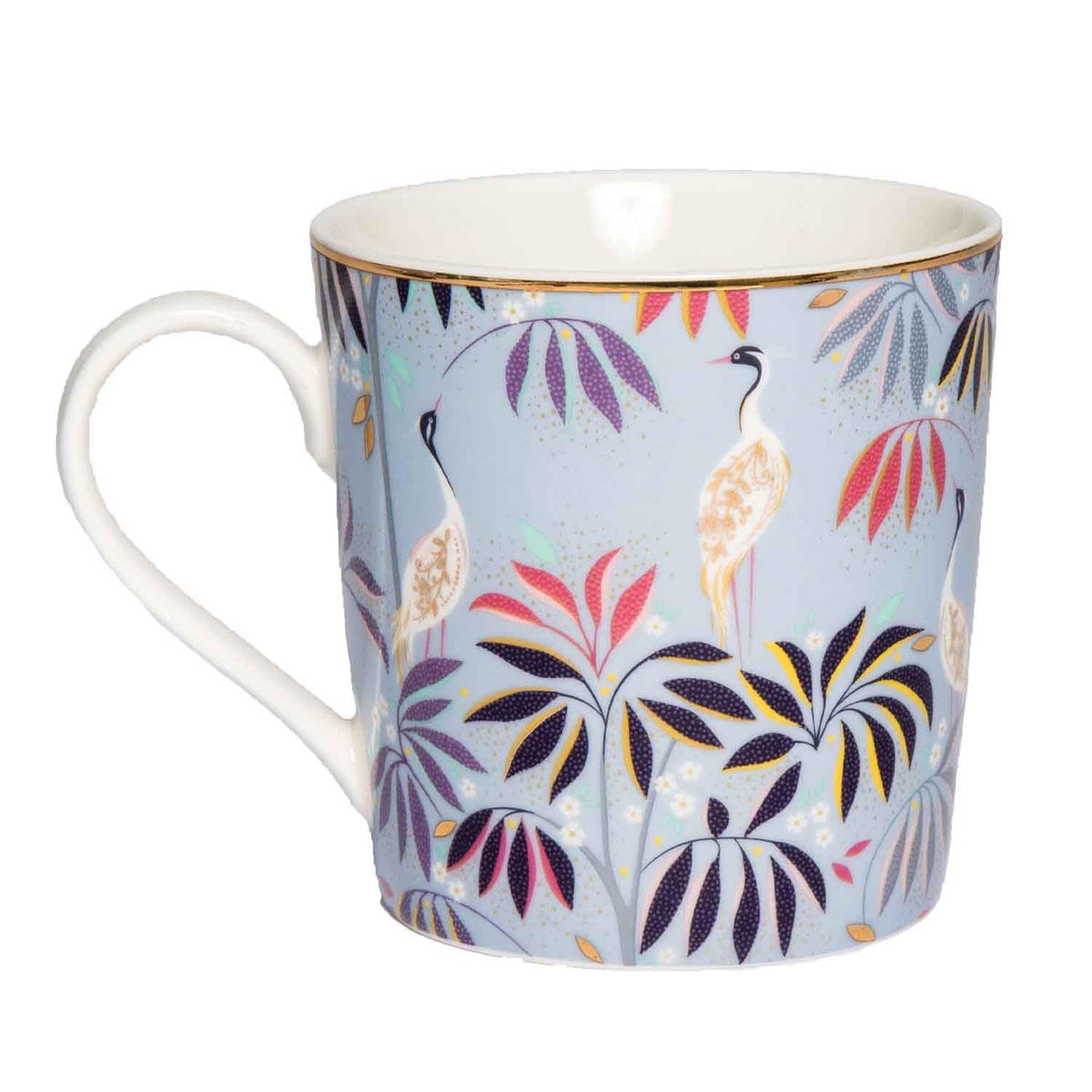 Sara Miller India Mugs, Set of 4 - 12oz Fine China Tea & Coffee Mugs with 22ct Gold Detailing - Collectible Drinkware Featuring Exotic Wildlife in Vibrant Jewel Tones - Great for Gifting